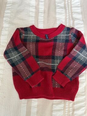 Janie and Jack Red Knit Toddler Sweater with Marled Lining